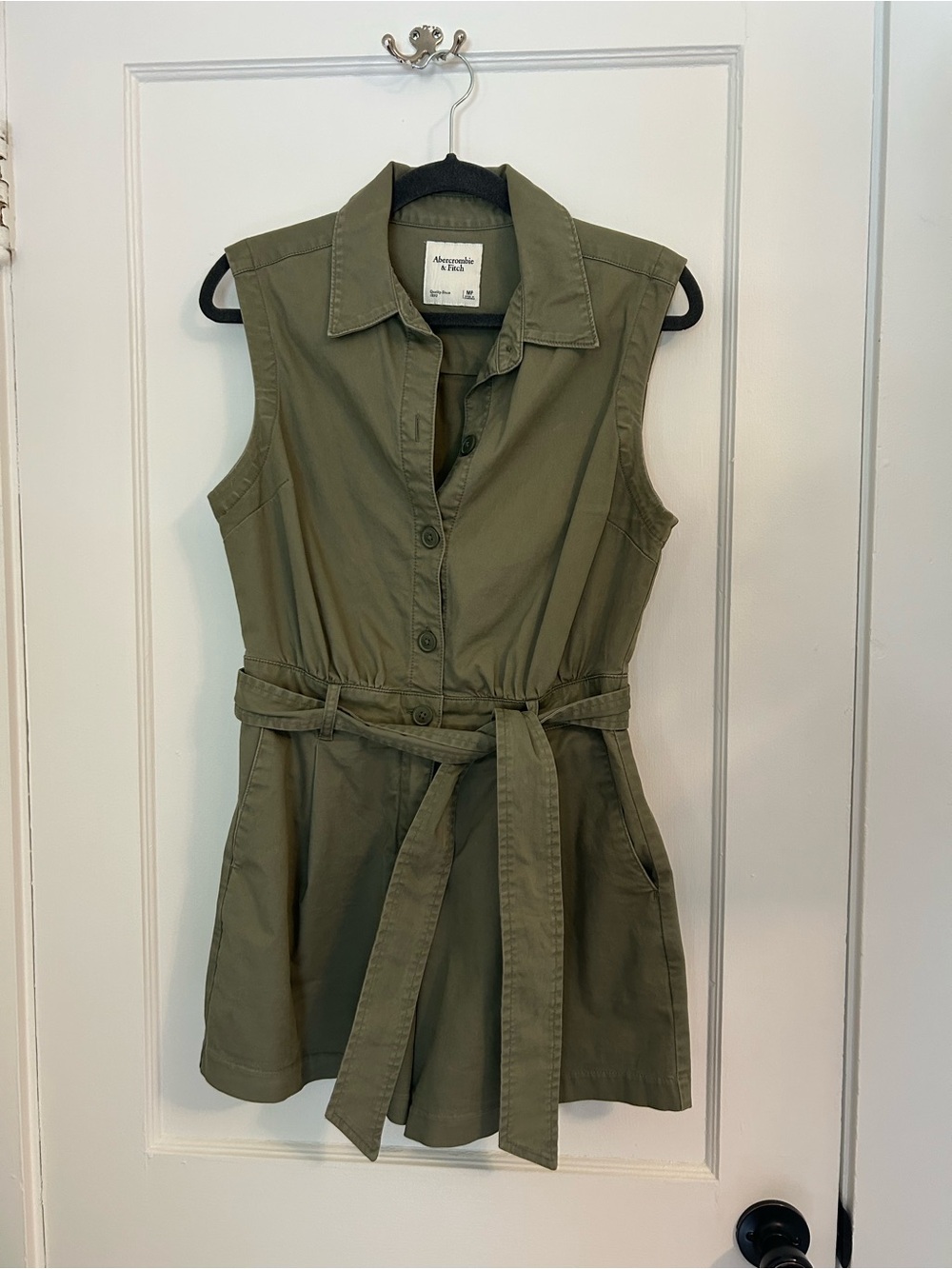 Abercrombie & Fitch Utility Romper in Olive Green Medium Petite - Picture 2 of 4